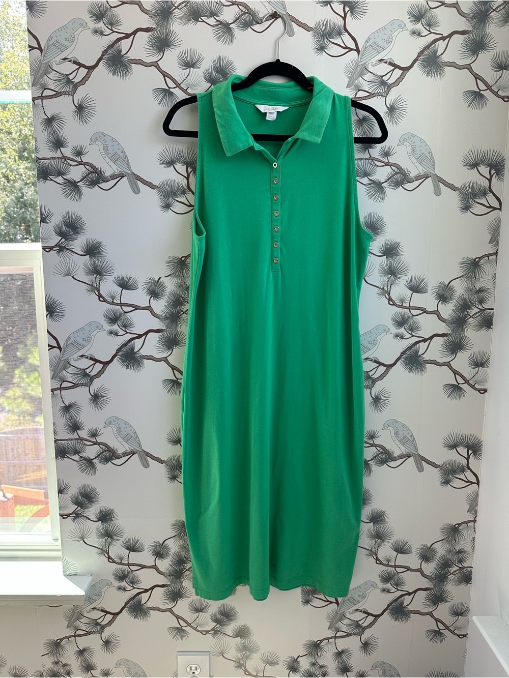 Lilly Pulitzer Green Sleeveless Polo Midi Dress Gold Buttons